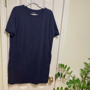 Eileen Fisher Navy organic cotton Jersey short sleeve boxy dress S